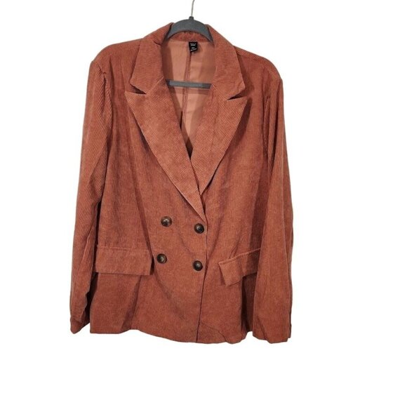 SHEIN Corduroy Double Breasted Blazer in Rust -‎ Size 2X - Picture 1 of 6